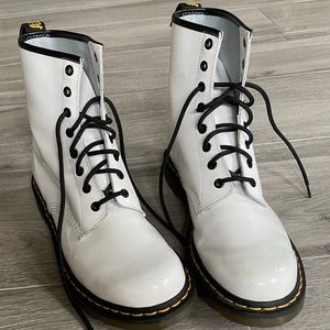 Doc Martens 1460 White Patent Leather Boots